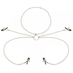 OHMAMA FETISH - 4 PINZAS PEZONES CON COLLAR DE CADENAS