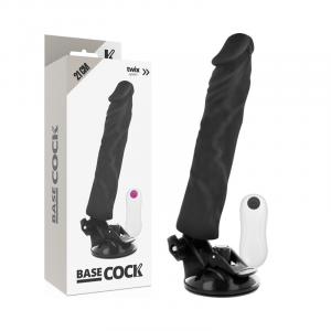 BASECOCK - VIBRADOR REALÍSTICO CONTROL REMOTO NEGRO 21 CM -O- 4 CM