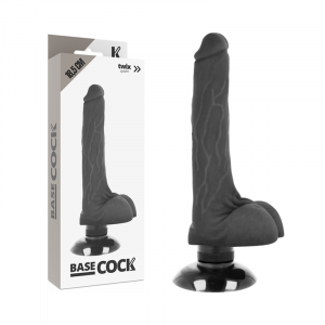 BASECOCK - VIBRADOR REALÍSTICO 2-1 NEGRO 18.5 CM -O- 4 CM