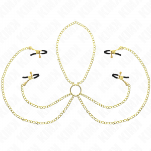 KINK - PINZAS PARA PEZONES Y CLÍTORIS 4 ENGANCHES AJUSTABLE DORADO