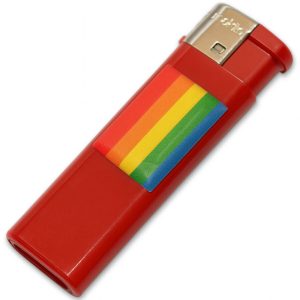 PRIDE - MECHERO ROJO CON BANDERA LGBT