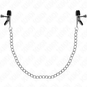 KINK - PINZAS PARA PEZONES PLANAS NEGRO CON CADENA PLATEADO 34 CM