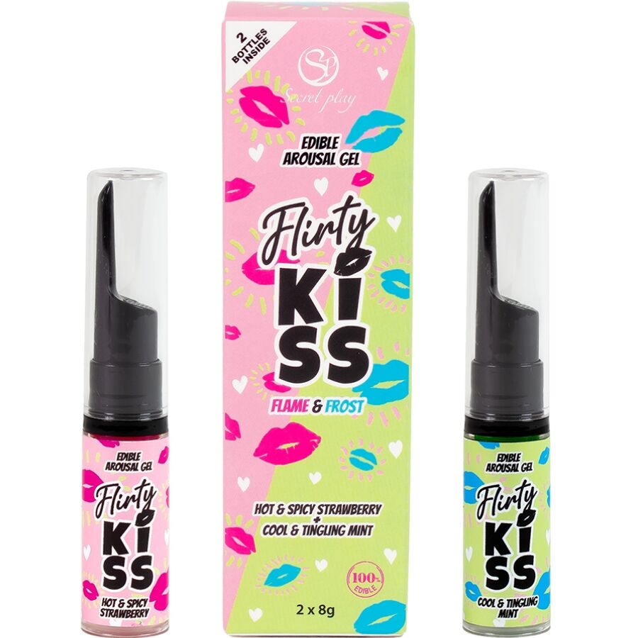 SECRETPLAY - FLIRTY KISS GELES CON EFECTOS SEXO ORAL FRESA & MENTA 2 x 8 GR